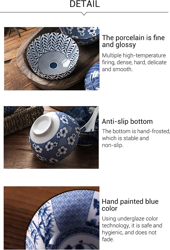 Gegong Blue and White Porcelain Dinnerware Set, Chopsticks, Service - Image 6