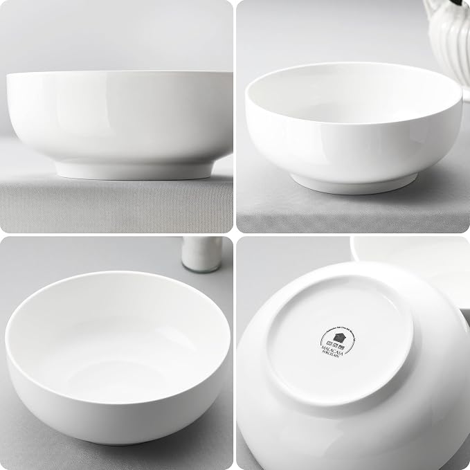 MALACASA Large Serving Bowls, 60 OZ White Salad Bowls Set of 2 | Ceramic Bowls - Image 6