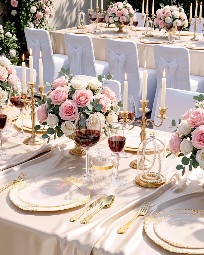 Nervure 100Pcs 10.25'' Ivory Plastic Plates, Party Plates - Image 4