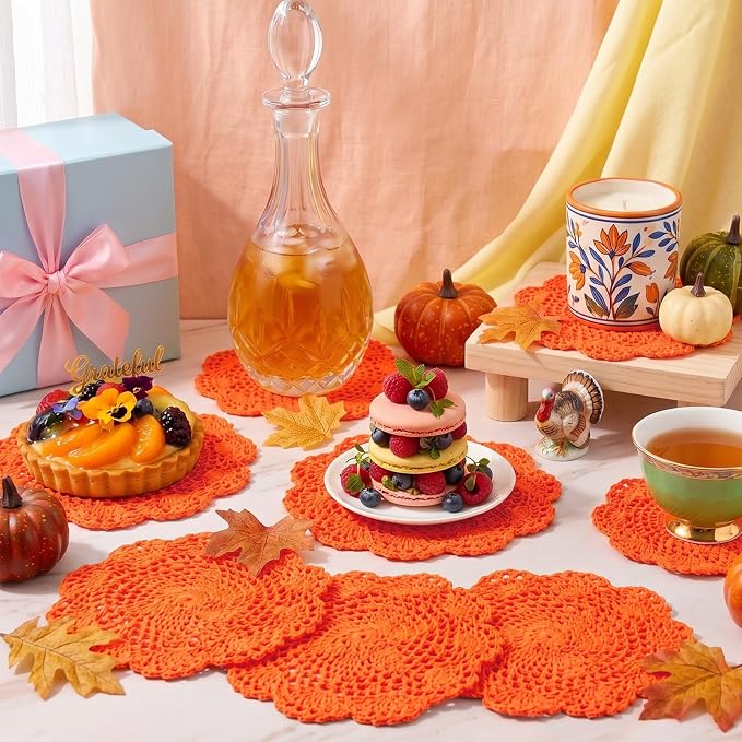 10 Pcs 8 Inch Cute Crochet Doilies Crochet Flower Coasters Handmade Cotton - Image 7