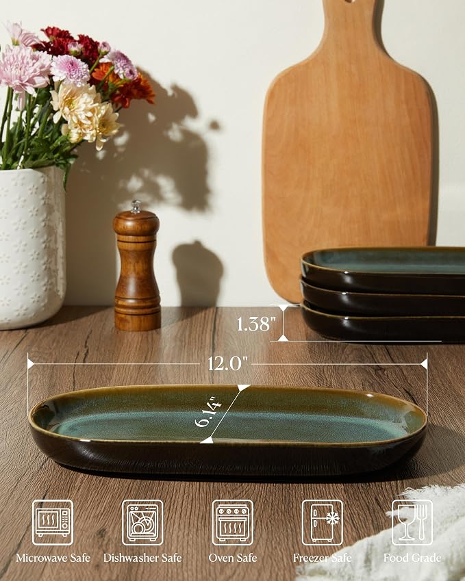 12" Deep Serving Platters, Stoneware Party Tray Set - Image 2
