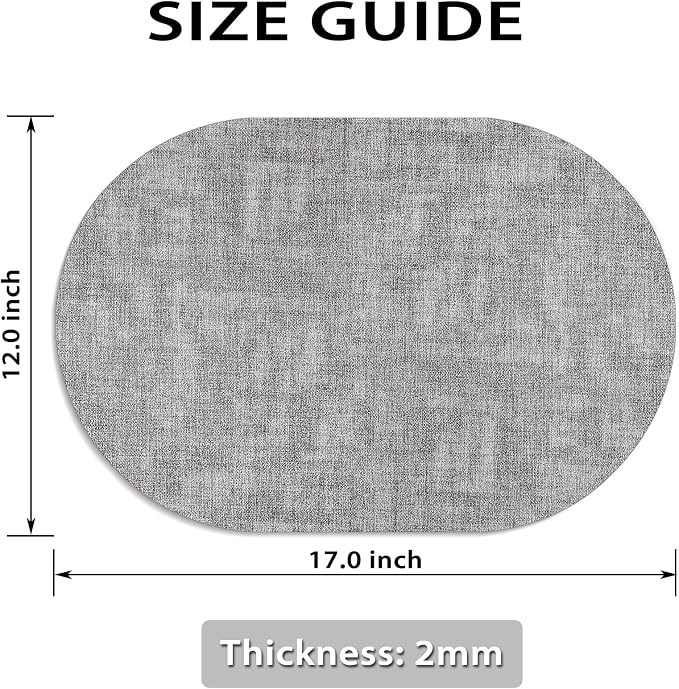 Placemats for Dining Table Set of 6 Non-Slip, Heat Resistant Oval Leather - Image 6