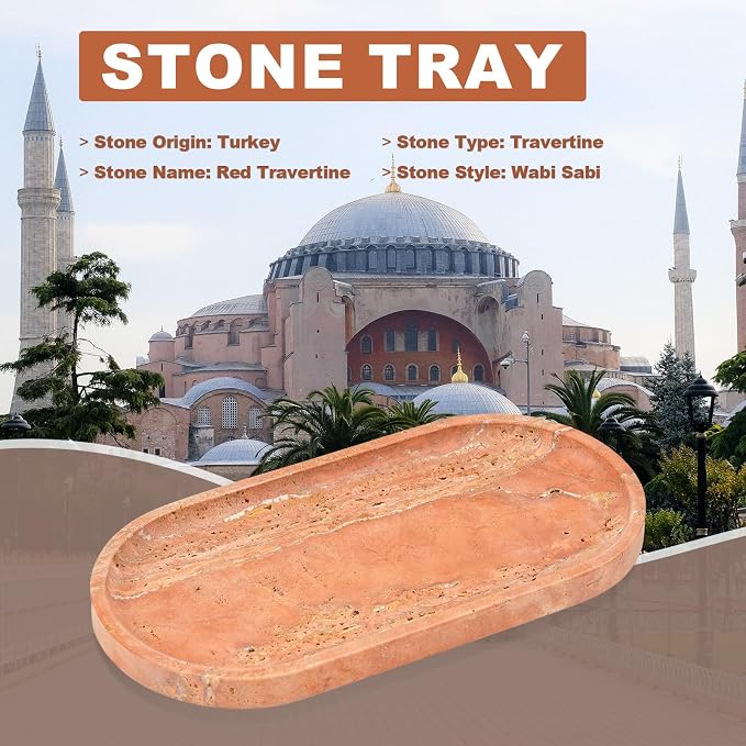 Turkish Natural Travertine Tray, Countertop Organizer, Catchall - Image 4