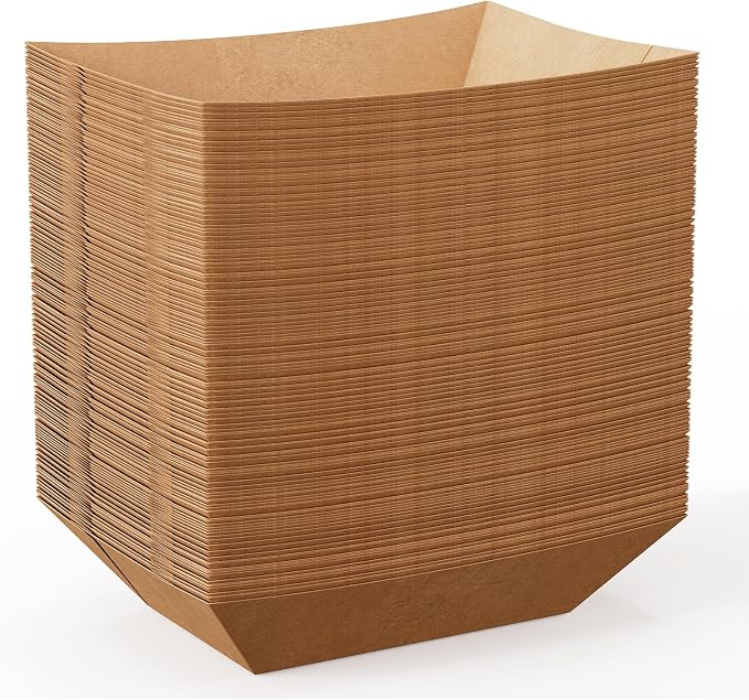 3lb Paper Food Trays, 250 Pack Disposable Boat, Extra Large Food Serving Holder by JOLLYCHEF