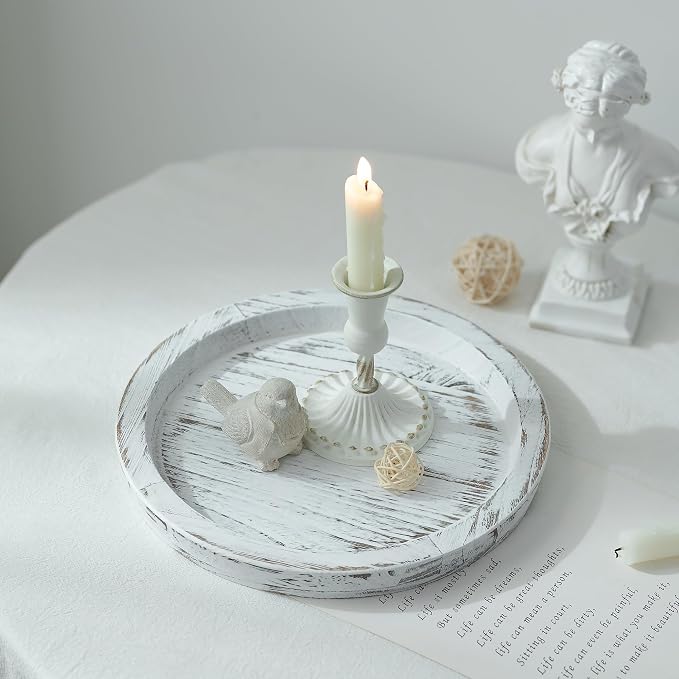 Hanobe Round Wood Candle Holder Trays - Image 8