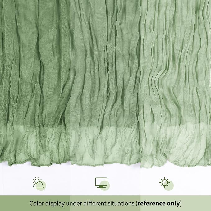 6 Pack Sage Green Cheesecloth Table Runner 17x108 Inch Semi Sheer Boho Gauze - Image 9