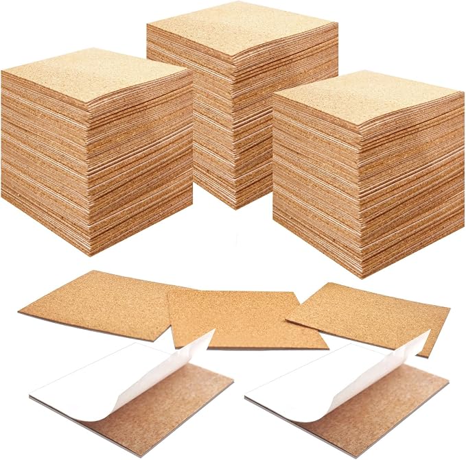 150 Pcs self Adhesive Cork Coasters Bulk, Square Cork Mats Backing Sheets by Anpuimult