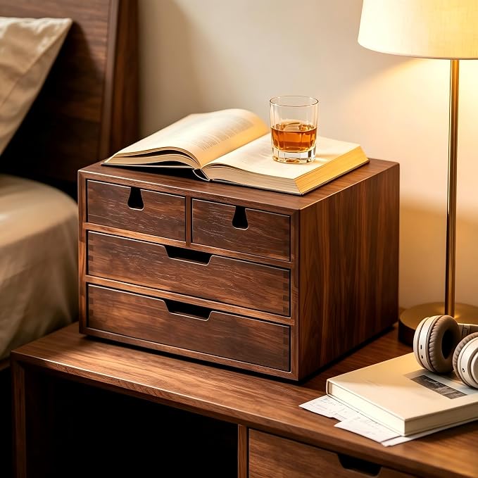 Bamboo Desk Organizer, 100% Natural Bamboo Desktop Drawer Organizer, Dark Brown - Image 7