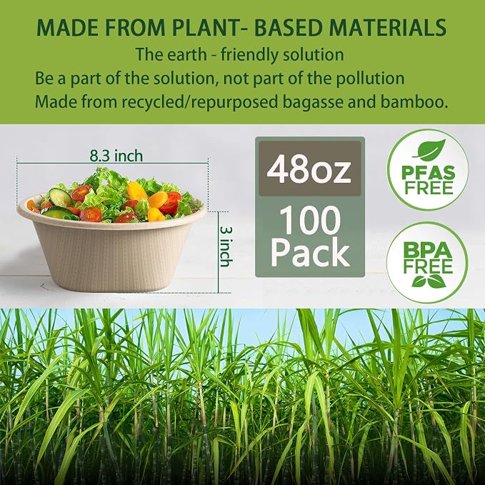 48 Oz Natural Disposable Paper Bowls - Image 2
