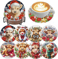 ijbnhd 8 Pack Cow Diamond Art Coasters Kits, Christmas Cow Kit 4x4 inch | by ijbnhd