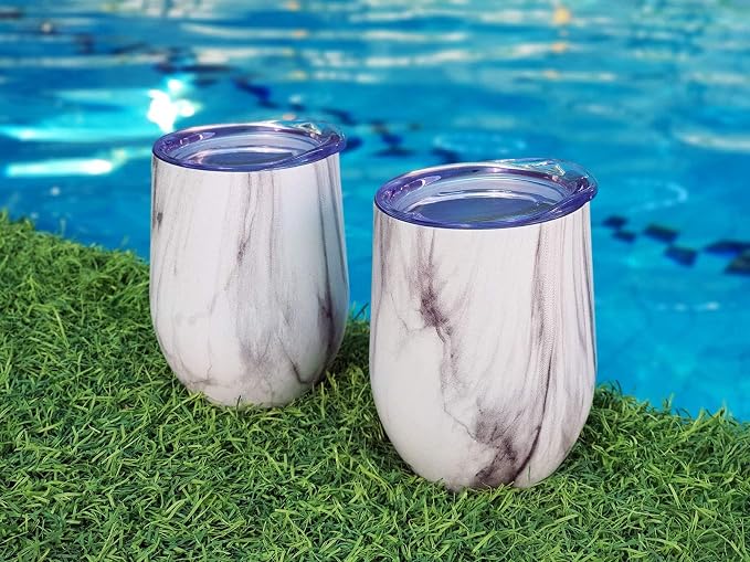 CHILLOUT LIFE 12 oz Stainless Steel Wine Tumblers 2 Pack - Image 6