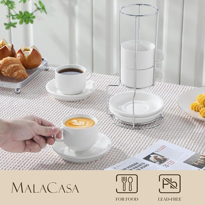 MALACASA 4 OZ Porcelain Espresso Cups - Image 3