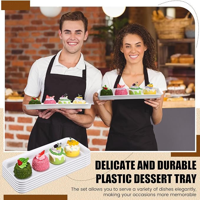 20 Pcs Serving Platters 14 x 6 Inch Rectangle Serving Trays Reusable Food Tray - Image 4