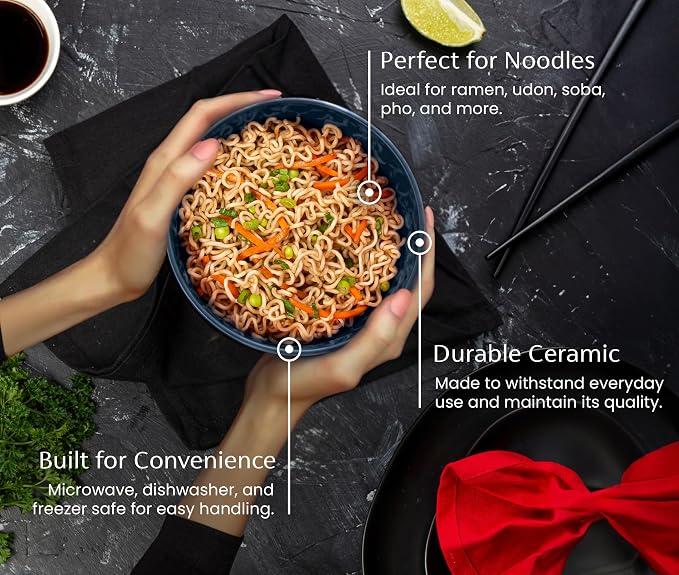 KooK Ramen Bowl, Japanese Bowls, Noodle Bowls, Large Soup Bowl, Large Capacity - Image 4