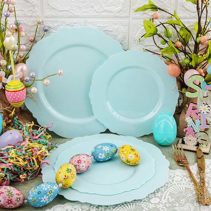 60pcs Mint Green Plastic Plates - Image 7