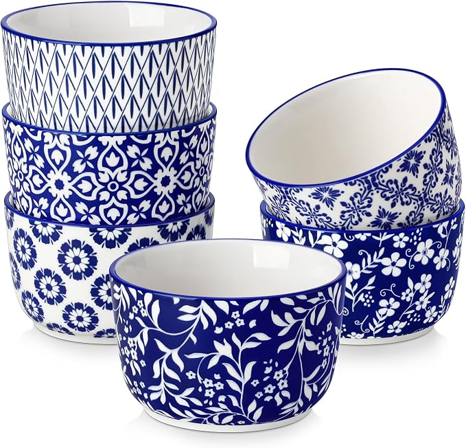 vancasso Selene 8 Oz Porcelain Ramekins Set of 6, Baking Dessert Cups | Vintage by vancasso