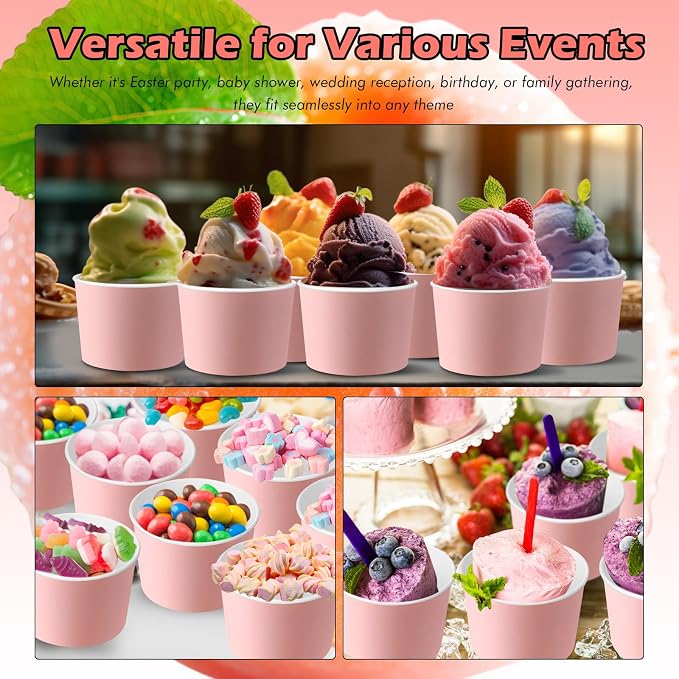 Jingmore Paper Ice Cream Cups 9oz Colored Disposable Dessert Bowls - Image 6