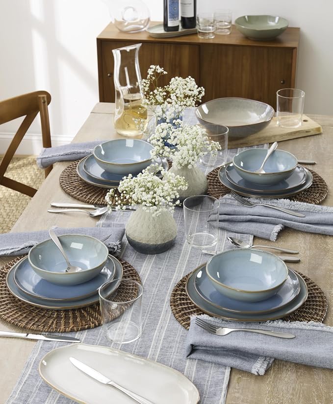 Oneida Organic Shades Blue Stoneware 18-Piece Dinnerware Set - Image 9