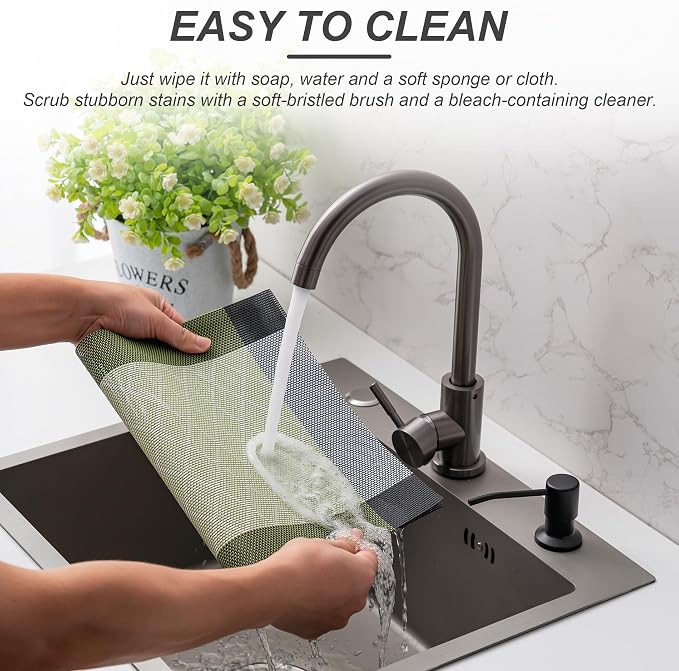 Placemats Set of 6 Washable Indoor | Outdoor Vinyl Place Mats - Image 3