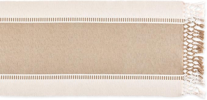 DII Dobby Stripe Table Runner, 13x72 Black & Cream Background | Woven - Image 2