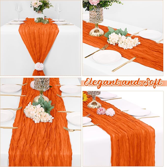 16 Pack Orange Cheesecloth Table Runners 20x120 Inch Gauze Table Runner 10FT - Image 4