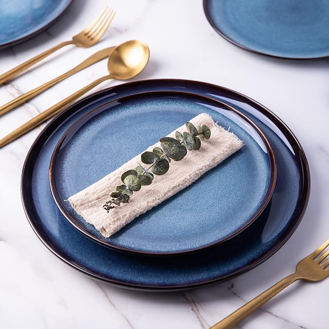 LERATIO Ceramic Dinner Plates Set of 4, 10.5 Inch Reactive Glaze Plate Sets | - Image 3