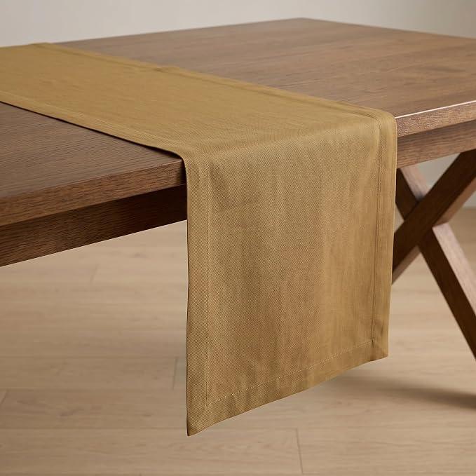 Solino Home 100% Pure Linen Table Runner Caramel Woven, Fete 14 x 60 in | Table - Image 5