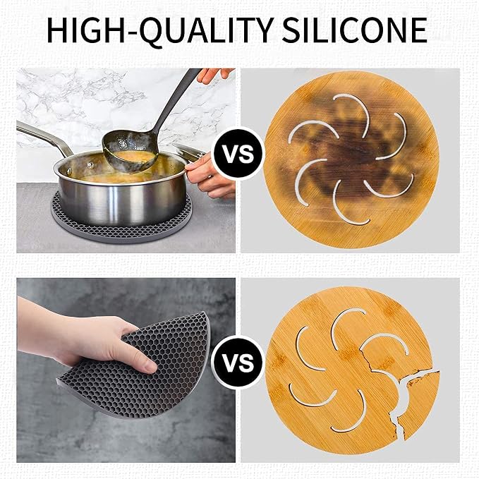 Silicone Trivets for Hot Pots and Pans, 0.31" Thick Trivet Mat for Hot Dishes - Image 6