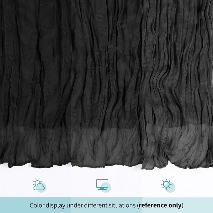 12 Pack Black Cheesecloth Table Runner 17x108 Inch Semi Sheer Boho Gauze Cheese - Image 8