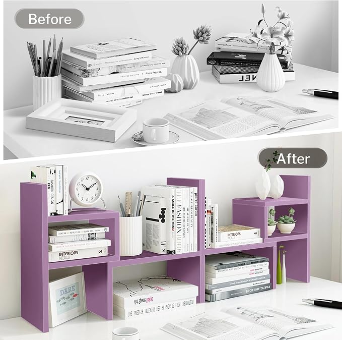 Jerry & Maggie Desktop Organizer Office Storage Rack Adjustable Wood Display - Image 6