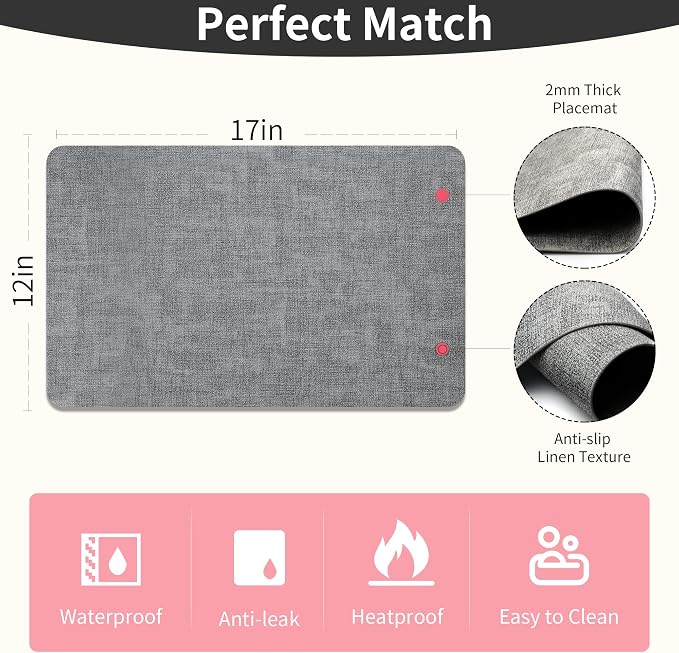 Maxpearl Faux Leather Placemats Set of 6, Suitable - Image 7