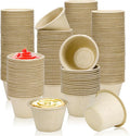 LeonBach 150 Pack 4 oz Natural Bagasse Fiber Paper Bowls, Small Disposable by LeonBach