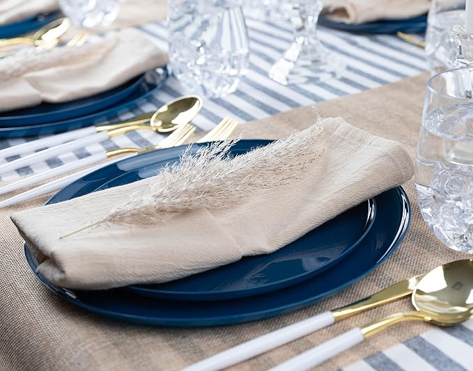 Dark Blue Plastic Party Plates Edge Collection Premium heavyweight Elegant - Image 7