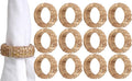 Jute Rattan Napkin Rings, Farmhouse Natural | 2.25x2.25x0.5 in each, plastic & by CLEENTABLE