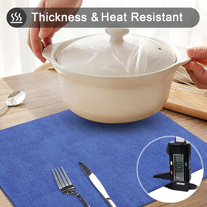 Faux Leather Heat Resistant Placemats 6 Packs, Waterproof Wipeable Dining PU - Image 2