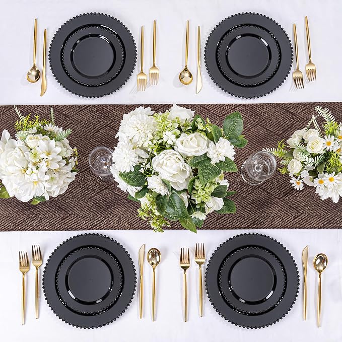 U-QE 60PCS Black Plastic Plates - Image 5