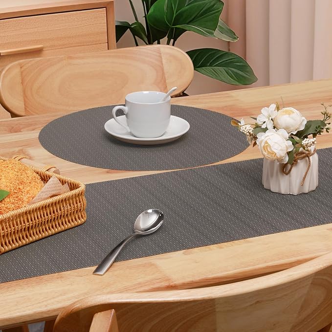 Table Runner 55 Inches Long, Vinyl Woven Heatproof Table Runners | Washable - Image 4