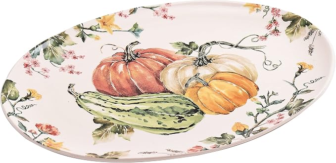 Bico Pumpkin Feast Ceramic 16 inch Oval Platter, Microwave & Dishwasher Safe - Image 3