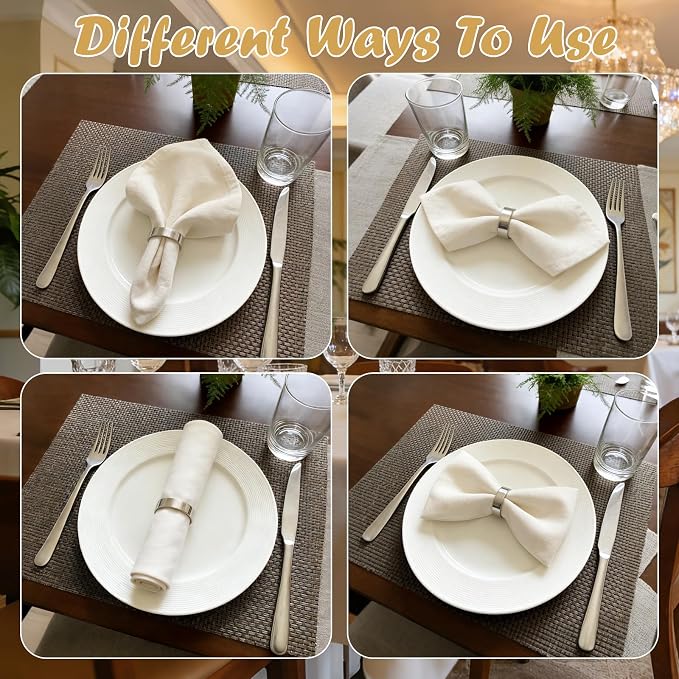 Napkin Rings Set of 6 Silver Napkin Holder Buckles | Napkin Ring Bulk - Image 3