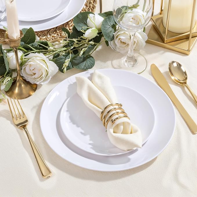 PULOTE 200 Pieces White Plastic Plates Disposable - Image 5