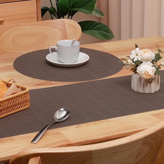 Table Runner 72 Inches Long, Vinyl Woven Heatproof Table Runners | Washable - Image 4