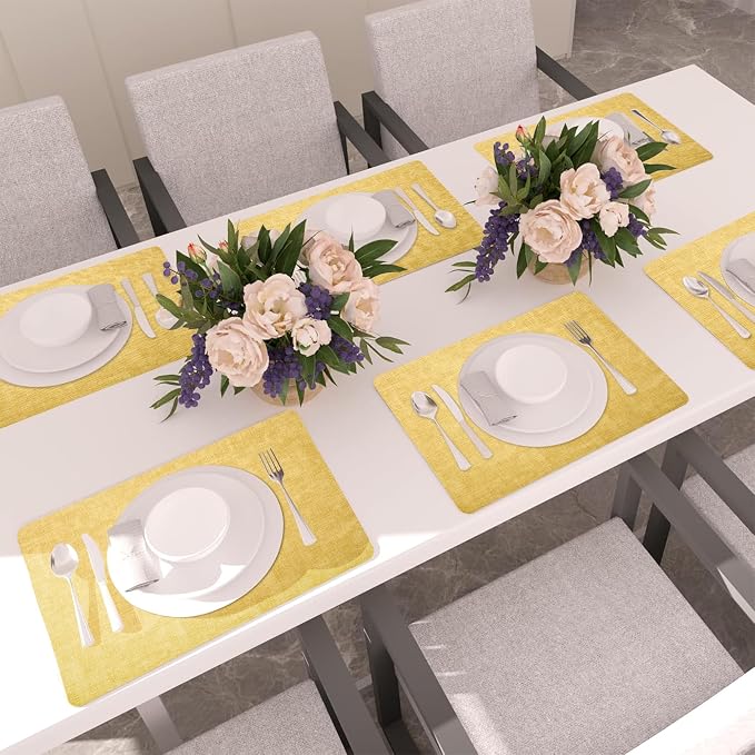 Maxpearl Faux Leather Placemats Set of 8, Light Yellow | Waterproof - Image 7
