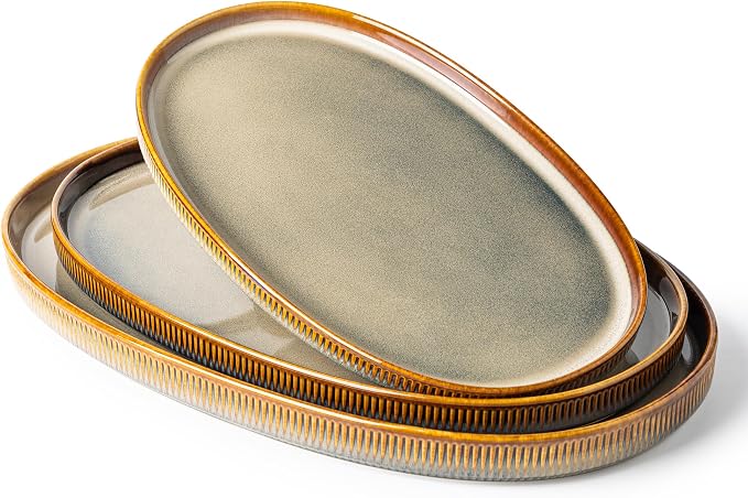Ceramic Serving Platter Set of 3, Oval Serving Plates and Dishes | by TheTerra