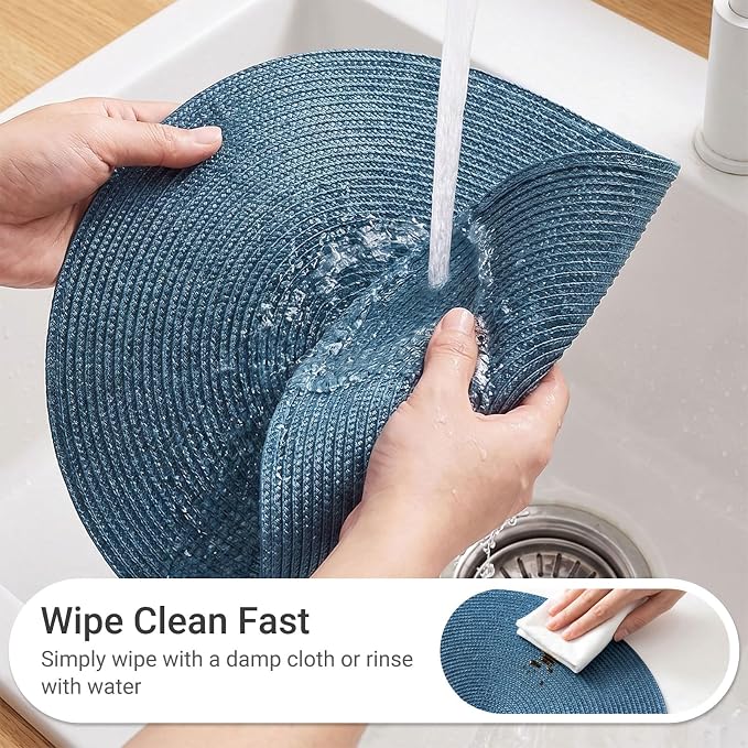 FunWheat Round Braided Placemats Set of 4 Table Mats - Image 3