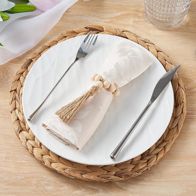 Napkin Rings Set of 6, Wooden Bead Napkin Rings - Image 2