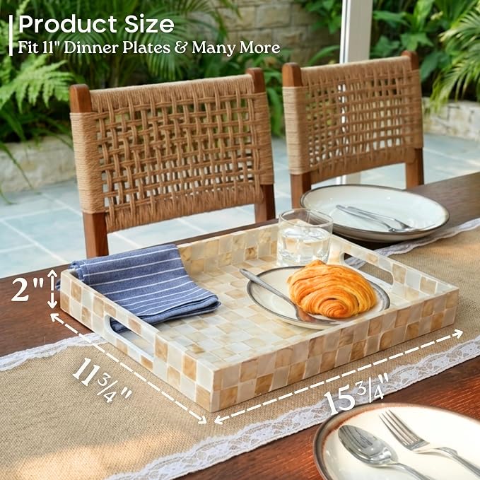 16"x12" Capiz Shell Decorative Serving Tray - Image 3