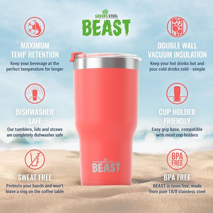 Beast 30 oz Tumbler Stainless Steel Vacuum Insulated Coffee Ice Cup Double Wall - Image 6