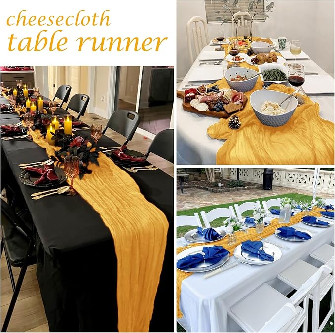 25 Pack Gold Polyester Gauze Table Runner, 17 x 108 Inch, Bohemian Style - Image 7