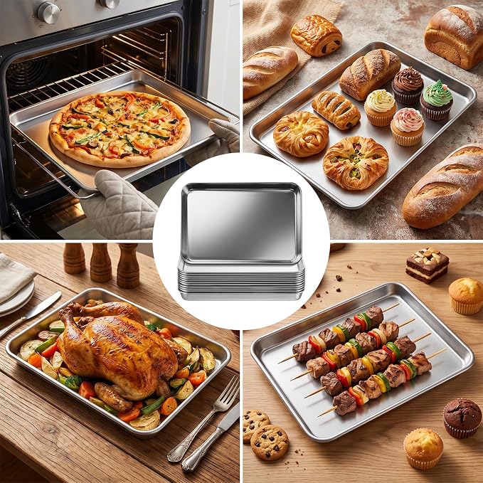 12 Pack Stainless Steel Plates Metal Plates Metal Food Tray Plate Small Baking - Image 7