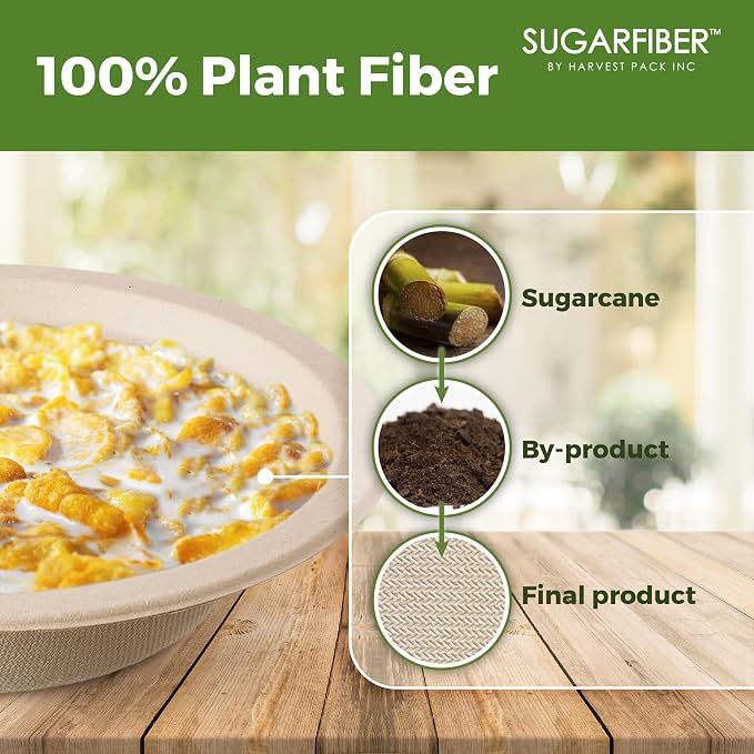 12oz Compostable Paper Bowls Disposable Round Natural Cereal Bowl, Biodegradable - Image 4